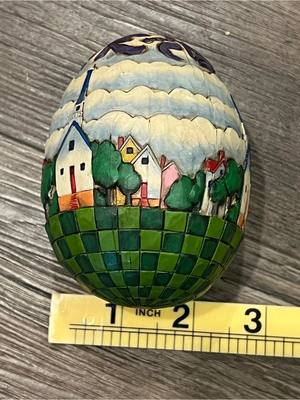 Jim Shore Wood‎ Carved Egg Heartwood Creek Church Lighthouse Landscape
